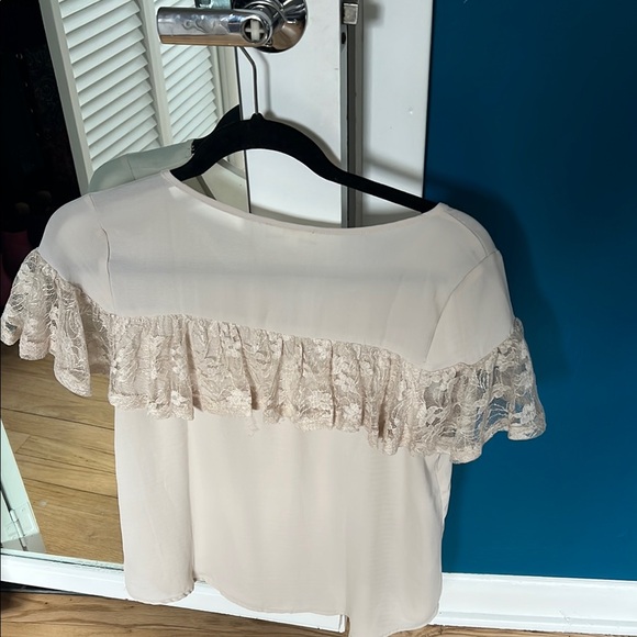 Mine Tan Ruffled Blouse with Cut Out - Picture 3 of 3